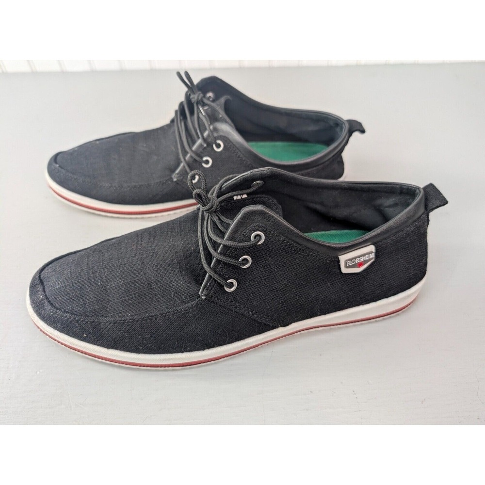 Florsheim Canvas Sneakers Shoes Men's Size EU47 US12.5 Black Lace Up Casual